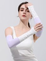 接触冷感 アームカバー UVカット 極細繊維 ひんやり快適 手首ギャザー 親指穴付き ずれにくい 立体設計 日焼け対策 夏用 紫外線対策 腕カバー - 画像 (5)