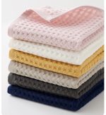 34×73cm ワッフル織りコットンフェイスタオル 洗顔用 高吸水 - 画像 (10)