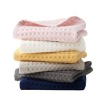 34×73cm ワッフル織りコットンフェイスタオル 洗顔用 高吸水