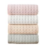 34×76cm ワッフル織りコットンフェイスタオル 洗顔用 両面異なる織り 高吸水 ふんわり柔らか