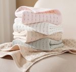 34×76cm ワッフル織りコットンフェイスタオル 洗顔用 両面異なる織り 高吸水 ふんわり柔らか - 画像 (5)