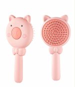 かわいい子豚デザイン エアクッションブラシ ワンタッチで抜け毛除去