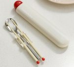 携帯用カトラリーセット 箸＋スプーン コンパクト収納 ワンタッチ開閉 鮮やかカラー 軽量135g 滑りにくい箸先 - 画像 (3)