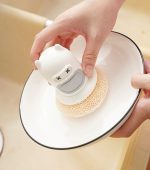 キッチンスポンジ 洗剤ディスペンサー付き 交換可能 カートゥーンデザイン 食器洗いブラシ - 画像 (5)