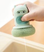 キッチンスポンジ 洗剤ディスペンサー付き 交換可能 カートゥーンデザイン 食器洗いブラシ - 画像 (7)