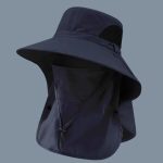 アウトドア用 バケットハット 速乾素材・日よけフェイスカバー付き・サイズ調整可・軽量 通気性 - 画像 (3)