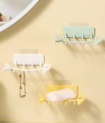 石鹸ホルダー 壁掛け 粘着式 魚骨デザイン 水切り ソープディッシュ 浴室収納 - 画像 (3)