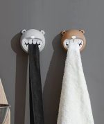 かわいいクマ型タオルクリップ 壁貼り付け式・穴あけ不要・省スペース - 画像 (2)