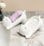 かわいいネコ型ソープディッシュ 水切り付き・吐水デザイン・省スペース - 画像 (4)