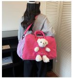 くまモチーフボストンバッグ かわいい女子向け 大容量 軽量 シューズ収納付き 通学 旅行 - 画像 (12)