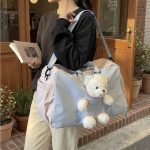 くまモチーフボストンバッグ かわいい女子向け 大容量 軽量 シューズ収納付き 通学 旅行 - 画像 (10)