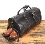 本革風ボストンバッグ シューズ収納付き ヴィンテージスタイル - 画像 (6)