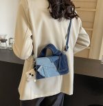 レディースハンドバッグ デニム切替 2WAY ショルダーバッグ - 画像 (4)
