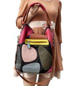 配色デザイン レディース本革ショルダーバッグ 大容量 モダンスタイル - 画像 (3)
