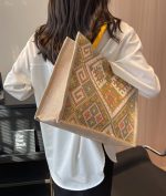 ボヘミアンスタイル レディーストートバッグ 大容量 エスニックデザイン - 画像 (7)