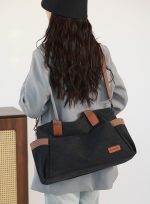 キャンバスボストンバッグ 2WAY仕様 ユニセックス 旅行バッグ - 画像 (10)