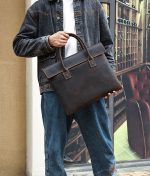 メンズ本革ブリーフケース スリムデザイン シンプル通勤バッグ - 画像 (3)