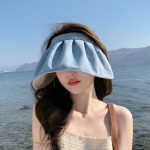 レディース サンバイザー 16cmワイドつば・二重生地・折りたたみ式 UV対策 日よけ帽子 - 画像 (5)