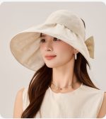 レディースUVハット 綿麻素材 シンプルデザイン - 画像 (10)