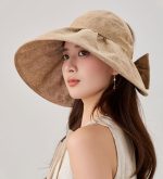 レディースUVハット 綿麻素材 シンプルデザイン - 画像 (6)
